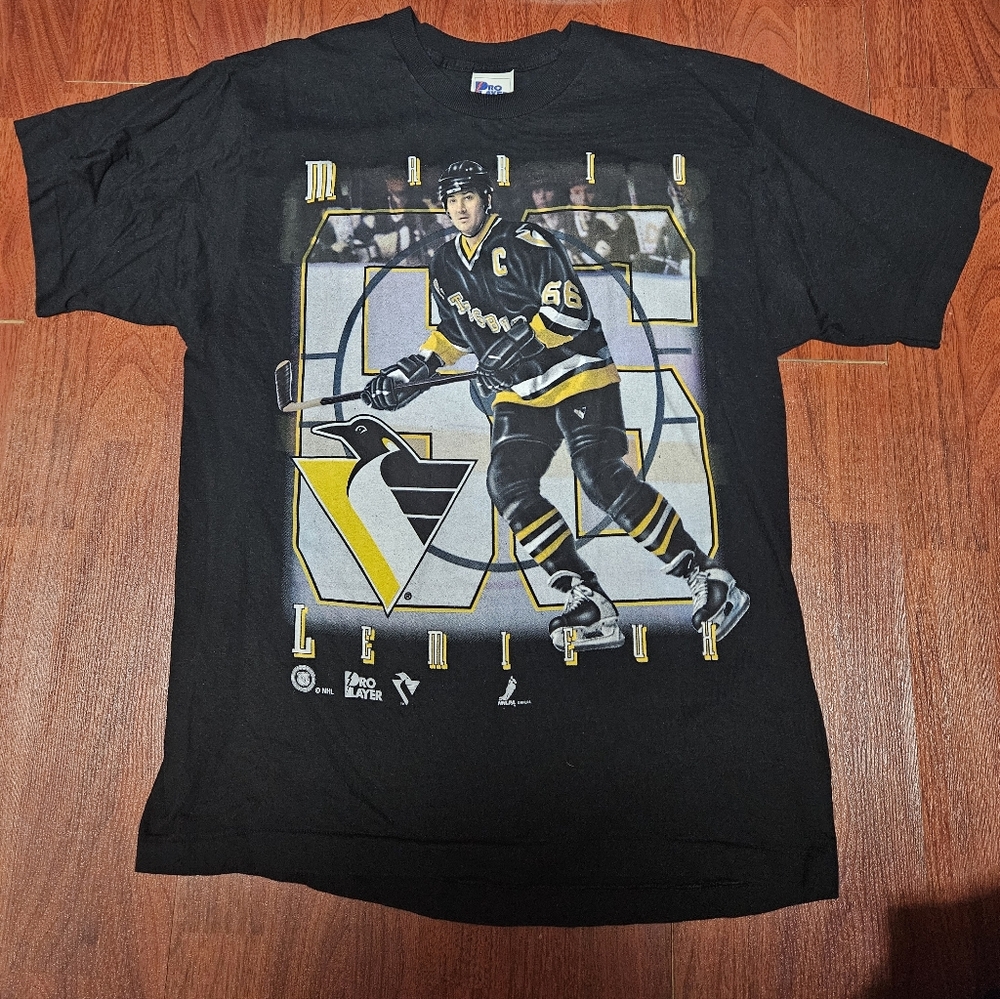 Black Mario Lemieux Pro Player Graphic T-Shirt